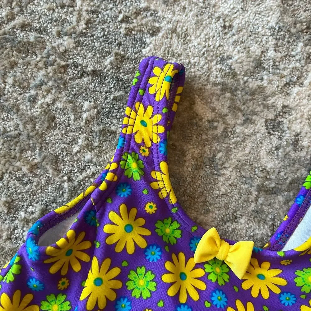 Vintage Carters Purple Floral Bathing Suit 12 Months